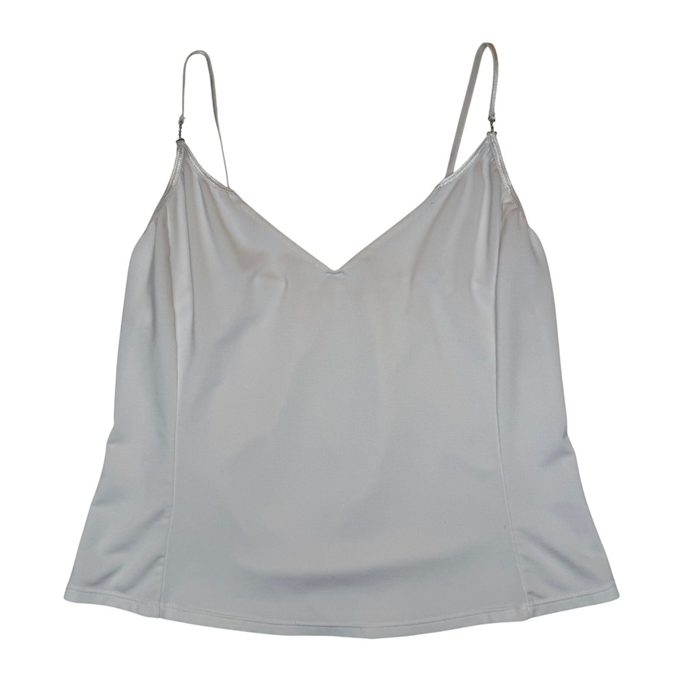 Handmade White Camisole V-Neck Spaghetti Strap Minimalist Coquette S‎